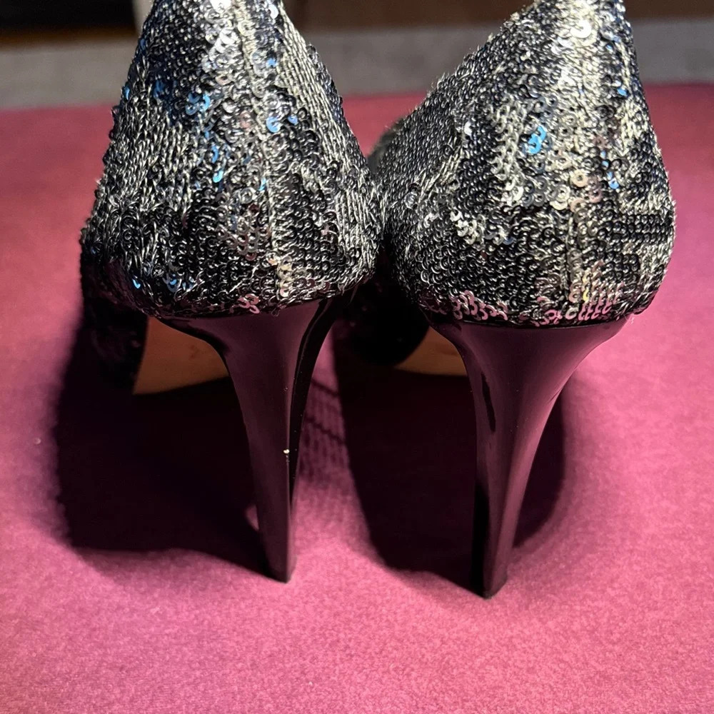 BCBGMaxAzria Black Sequin Heels